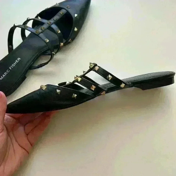 Marc fisher studded flats sandals slides - Picture 12 of 13